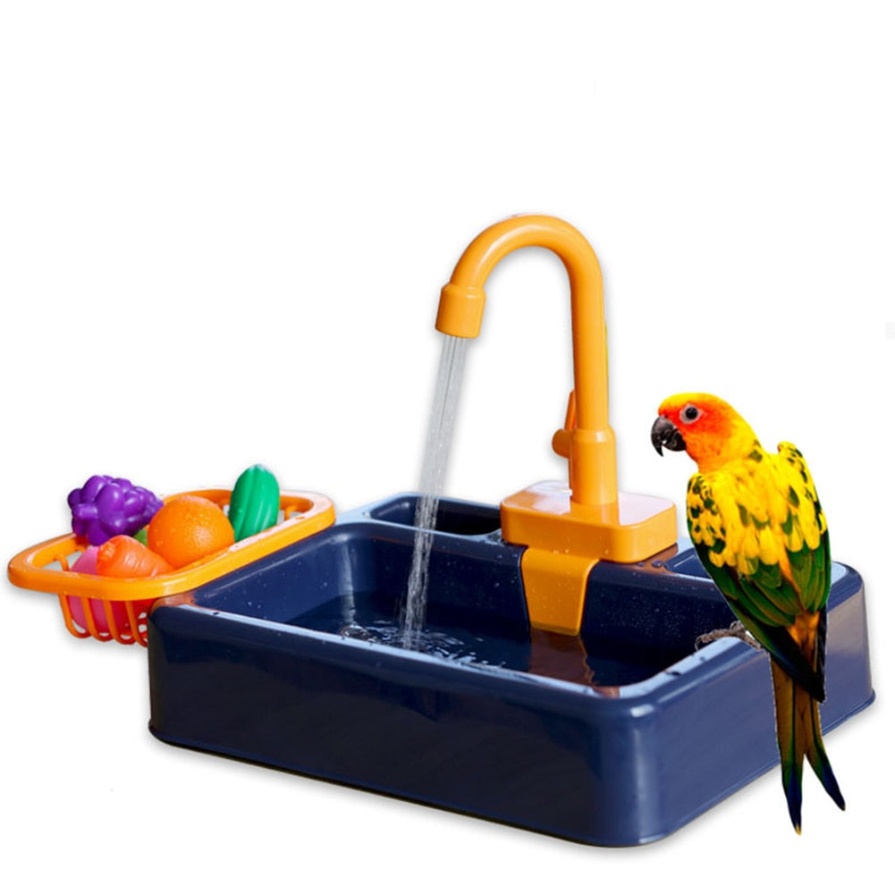 Automatic Bird Toy Bathtub Swimming Pool With Faucet Feeder Food