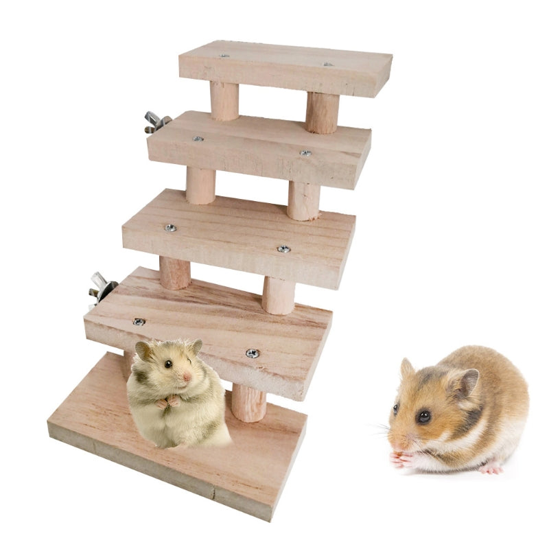 Hamster Ladder Toys 3/4/5/6/7/8 Layers Wood Ladder Bird Parrot Toy